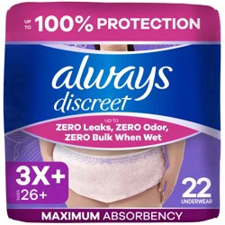 Always Discreet Adult Incontinence Underwear for Women Maximum Absorbency 22 ct, 3X+