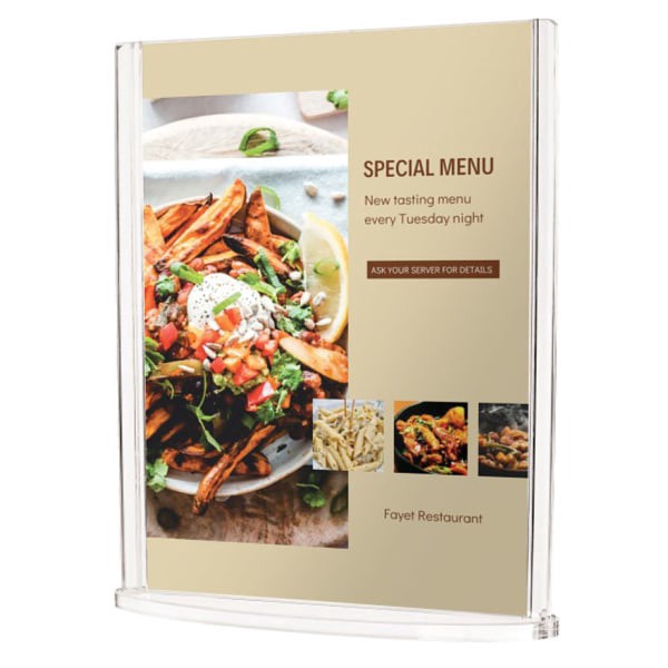 slide 1 of 1, Deflecto Double-Sided Sign Holder With Oval Base, 7-1/2""H X 6-1/8""W, Clear, 1 ct