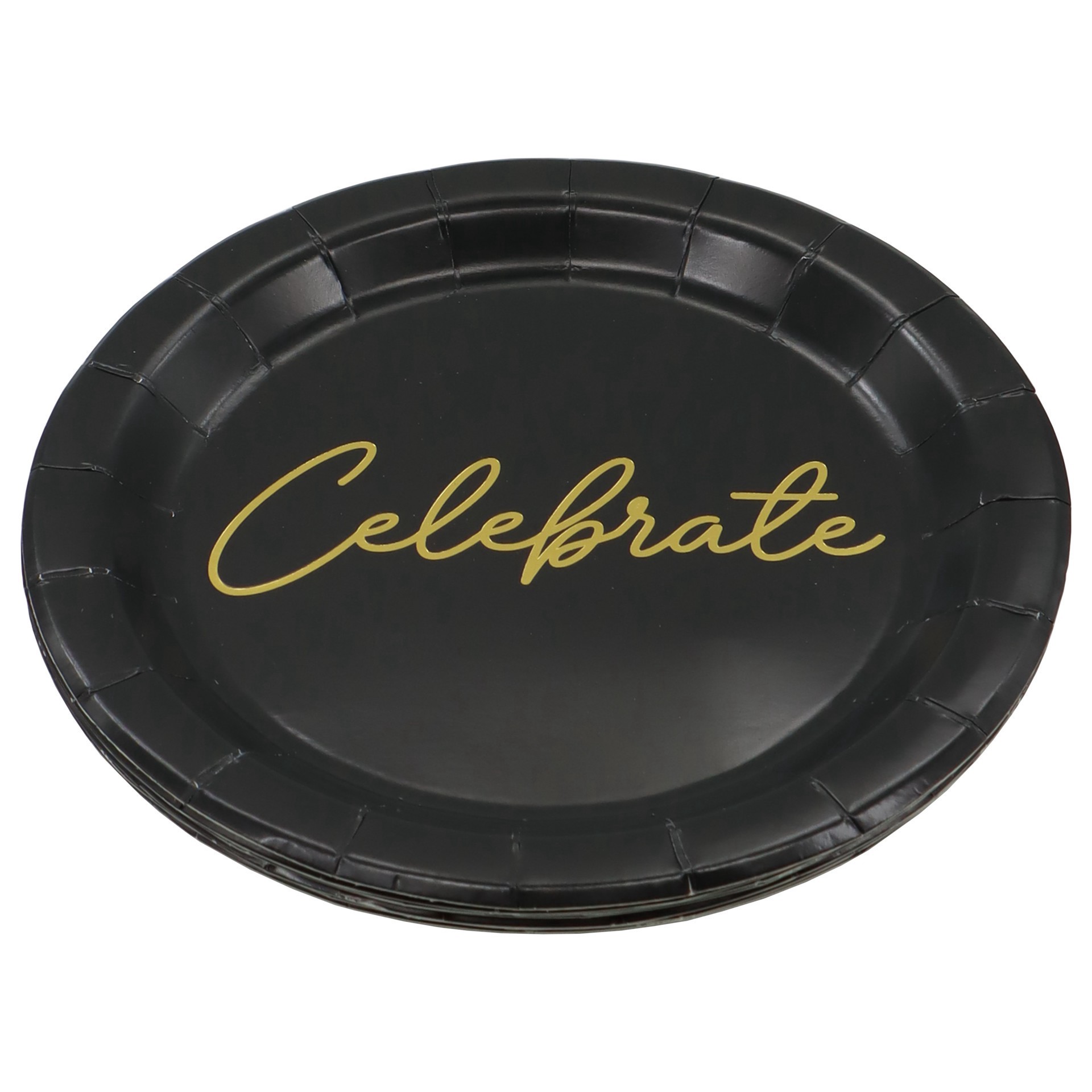 slide 2 of 2, 7" Black & Gold Celebrate Snack Plates, 8ct. By Celebrate It, 8 ct