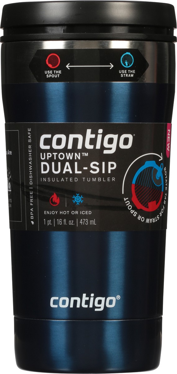 slide 6 of 9, Contigo Uptown Dual-Sip Tumbler Stainless Steel Tumbler Blueberry, 16 oz