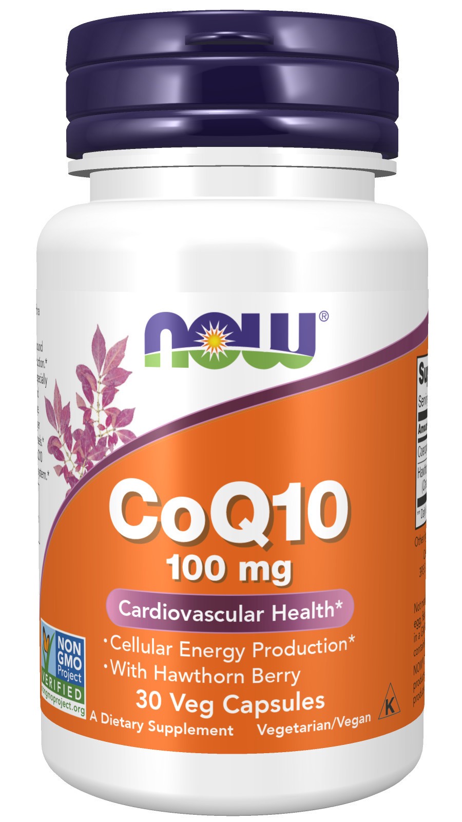 slide 1 of 4, NOW CoQ10 100 mg with Hawthorn Berry - 30 Veg Capsules, 30 ct