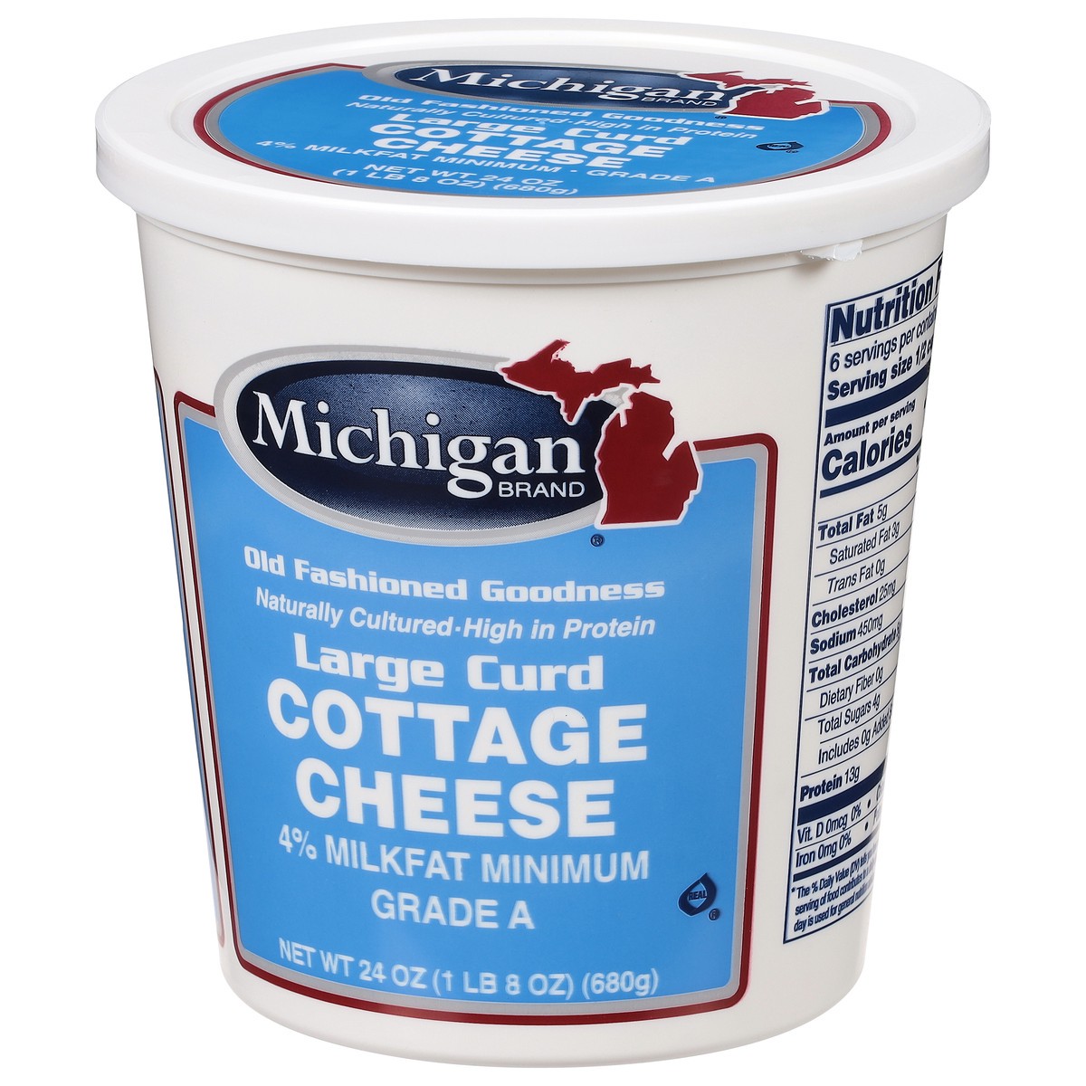 slide 8 of 9, Michigan Brand 4% Milkfat Large Curd Cottage Cheese, 24 oz