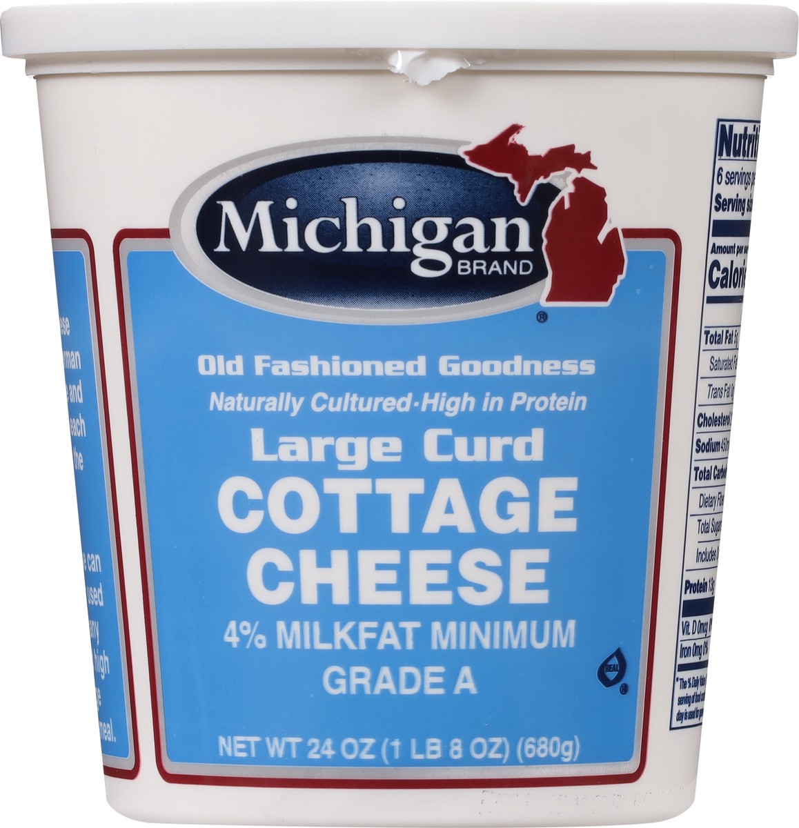 slide 5 of 9, Michigan Brand 4% Milkfat Large Curd Cottage Cheese, 24 oz