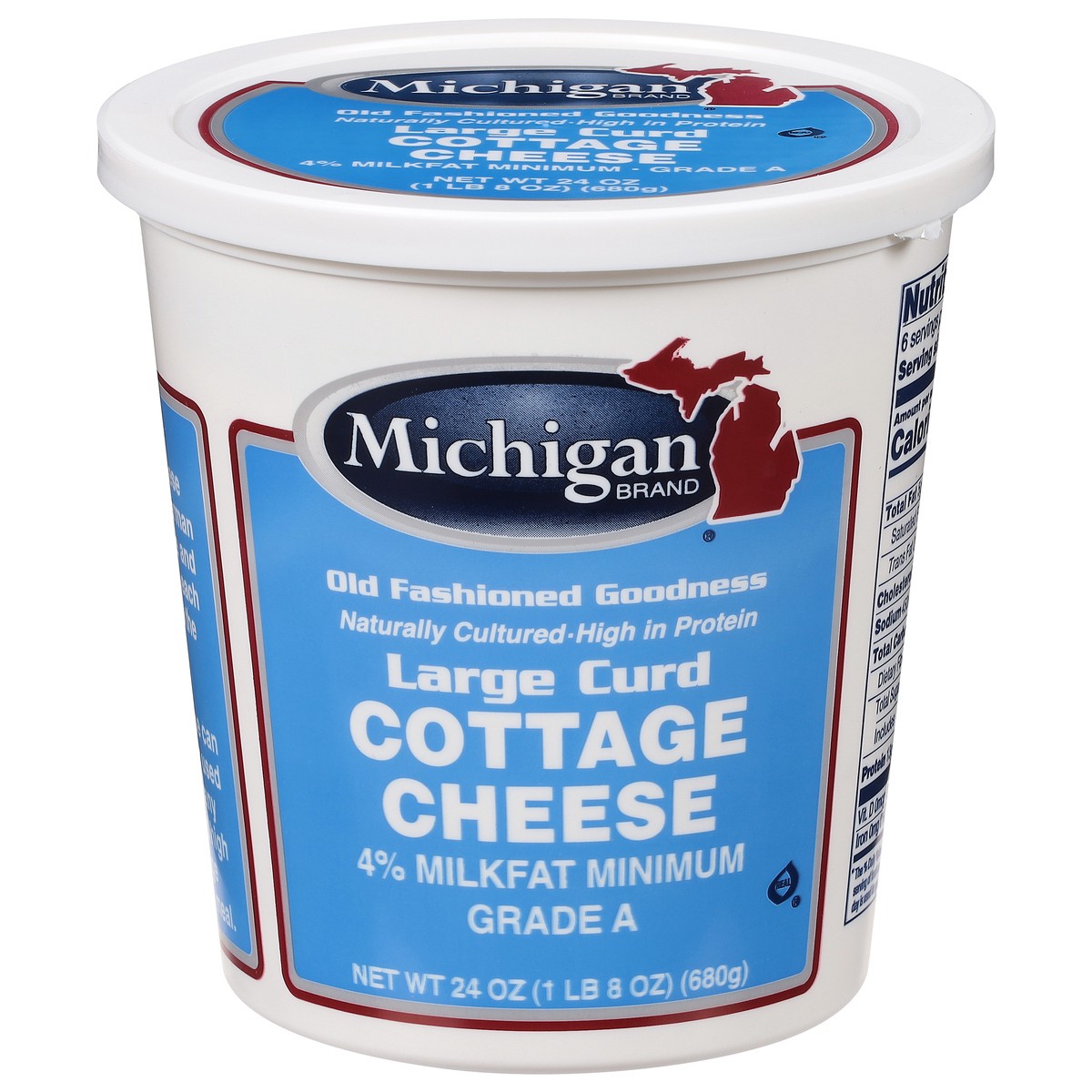 slide 1 of 9, Michigan Brand 4% Milkfat Large Curd Cottage Cheese, 24 oz