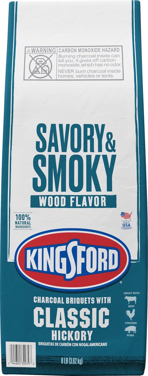 slide 3 of 9, Kingsford With Classic Hickory Savory & Smoky Charcoal Briquets 8 lb, 8 lb