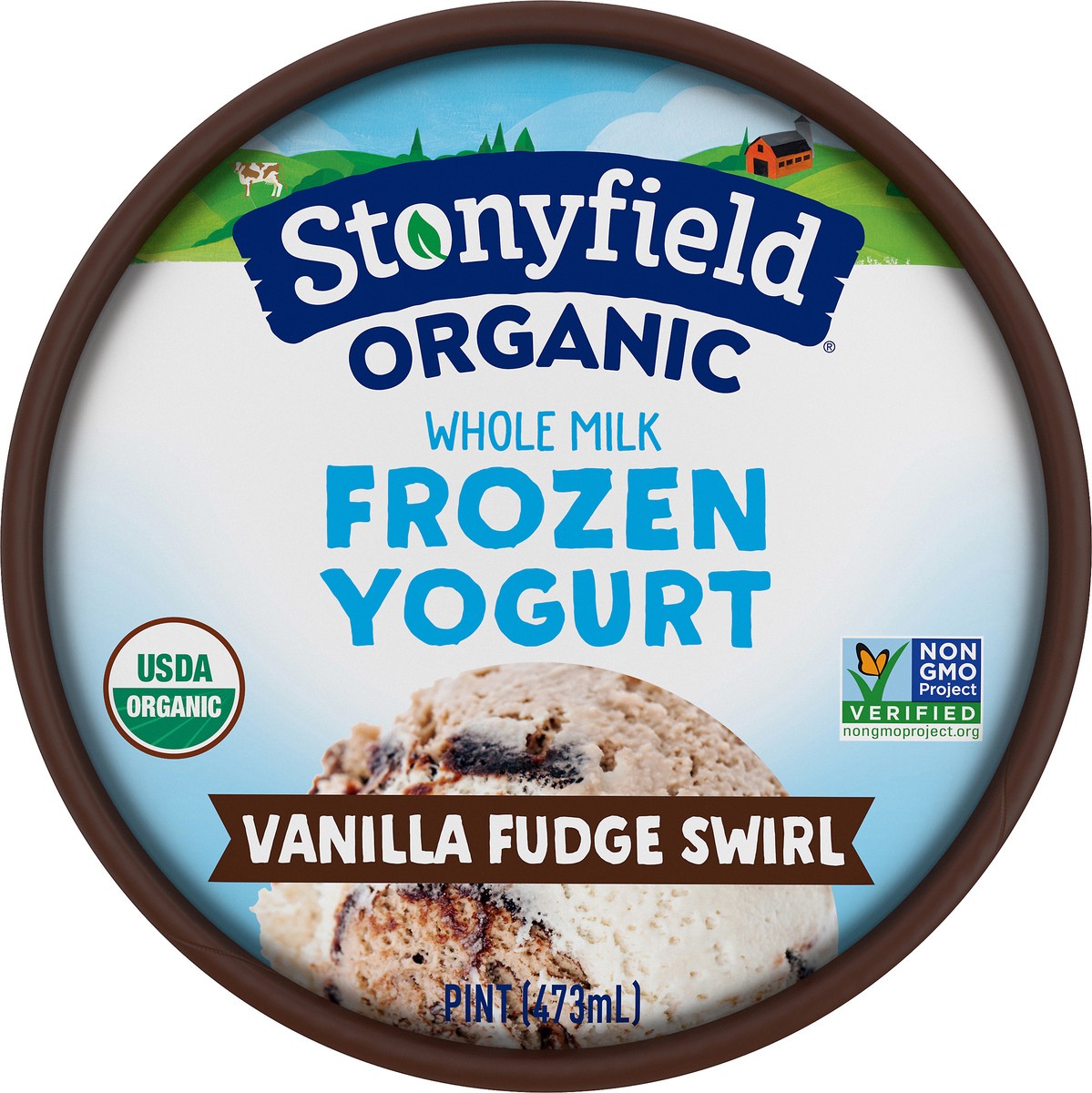 slide 6 of 8, Stonyfield Organic Whole Milk Vanilla Fudge Swirl Frozen Yogurt 1 pt., 473 ml