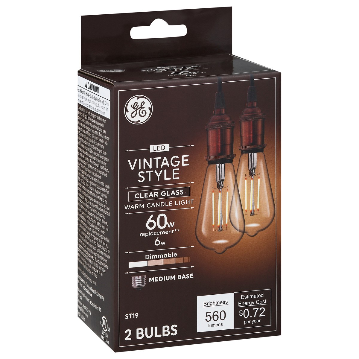 slide 2 of 9, GE 6 Watts Clear Glass Vintage Style Warm Candle Light LED Light Bulbs 2 ea, 2 ct