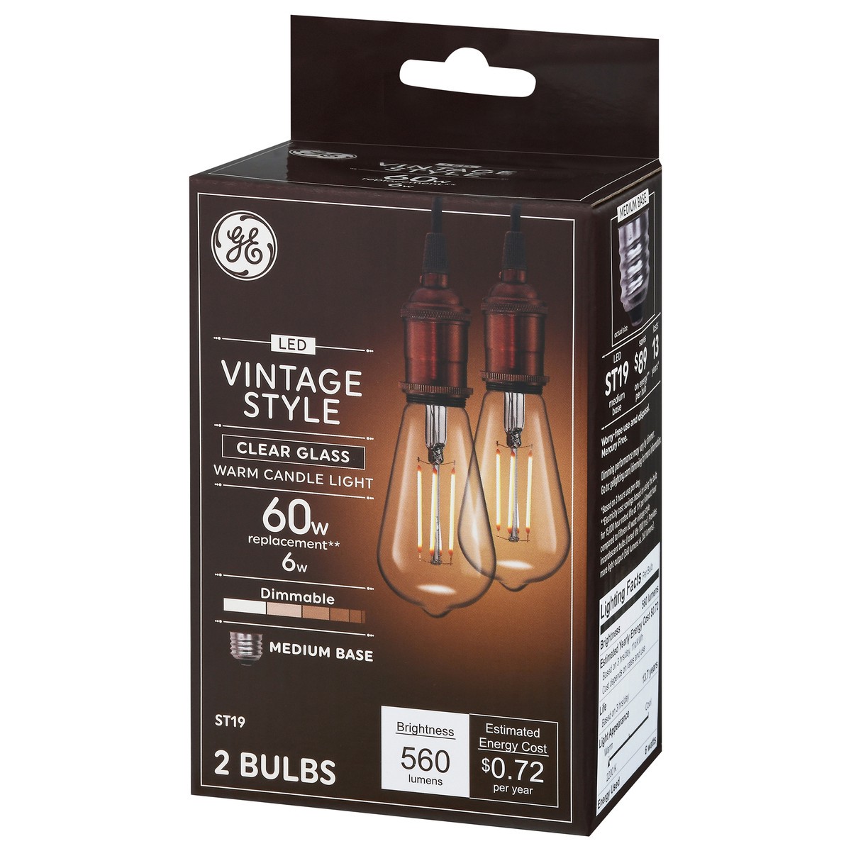 slide 3 of 9, GE 6 Watts Clear Glass Vintage Style Warm Candle Light LED Light Bulbs 2 ea, 2 ct