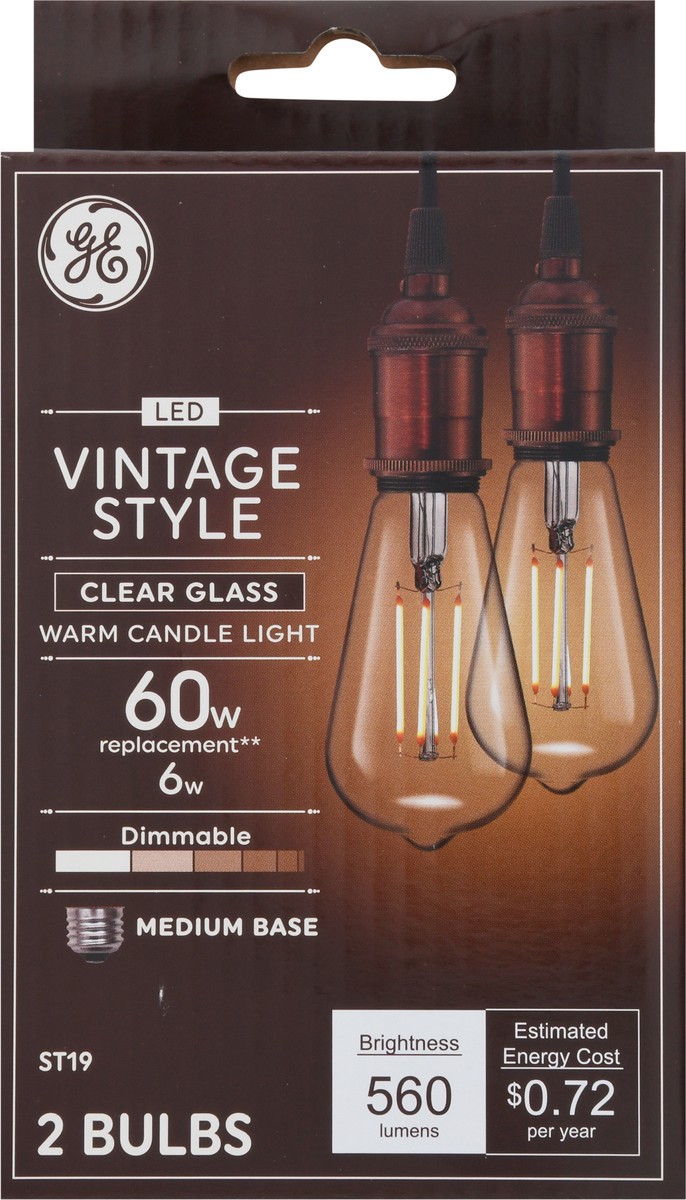 slide 6 of 9, GE 6 Watts Clear Glass Vintage Style Warm Candle Light LED Light Bulbs 2 ea, 2 ct