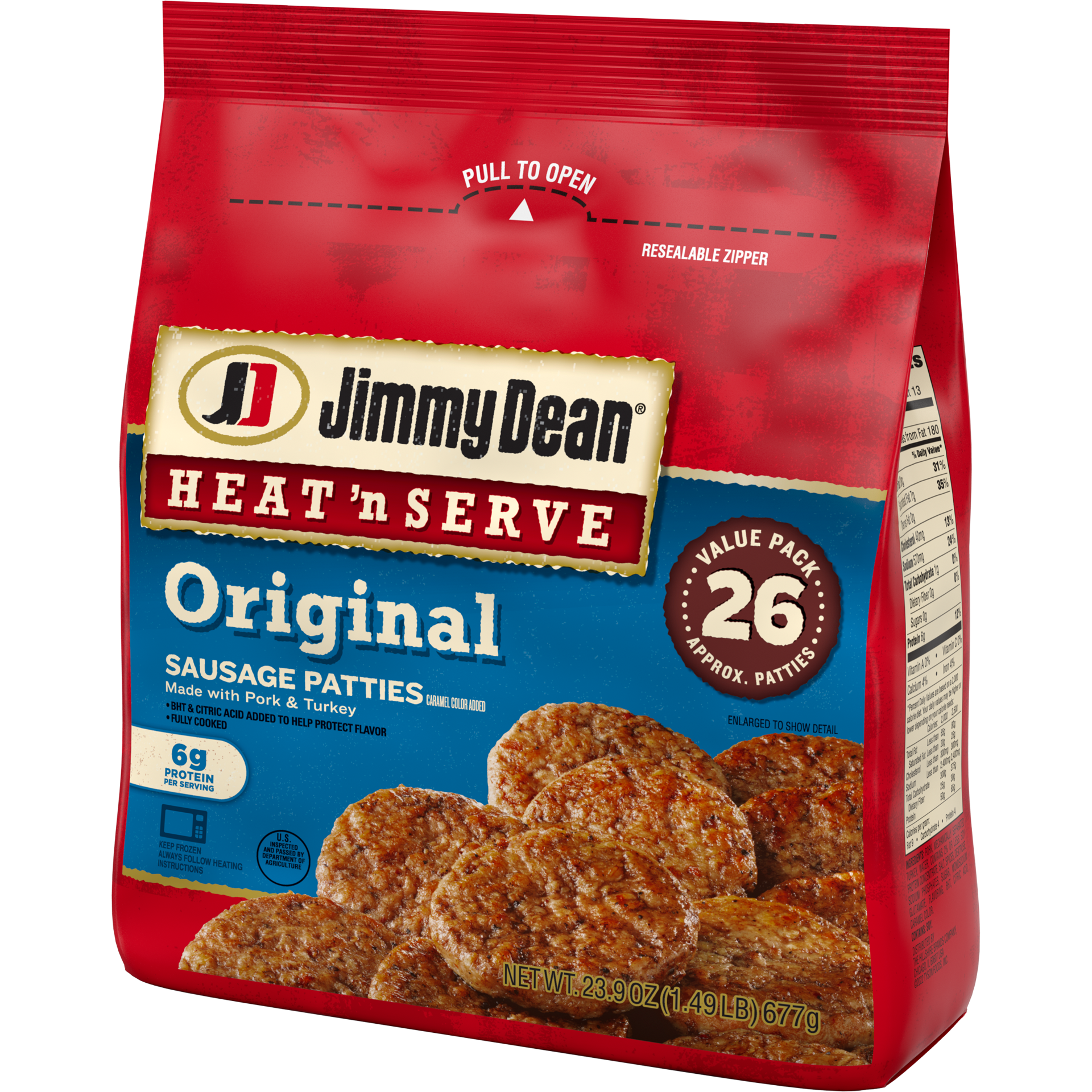 slide 4 of 10, Jimmy Dean Heat 'N Serve Original Pork Sausage Patties, 26 Count, 23.9 oz