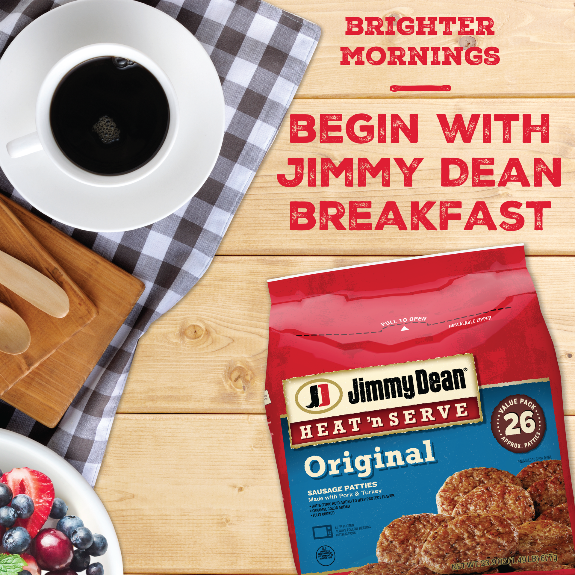 slide 2 of 10, Jimmy Dean Heat 'N Serve Original Pork Sausage Patties, 26 Count, 23.9 oz