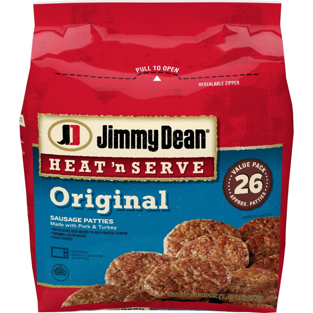 slide 1 of 3, Jimmy Dean Heat N Serve Original Sausage Patties, 26 ct; 23.9 oz