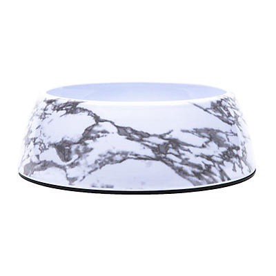 slide 1 of 1, Woof and Whiskers Non-skid Melamine Pet Bowl White Marble, 1 ct