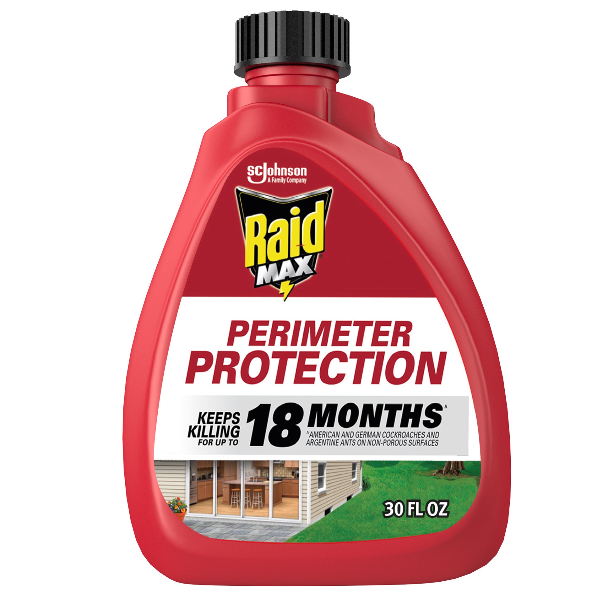 slide 2 of 3, Raid Max Perimeter Protection Insecticide Spray, Indoor & Outdoor Use, 30 fl oz, 30 oz