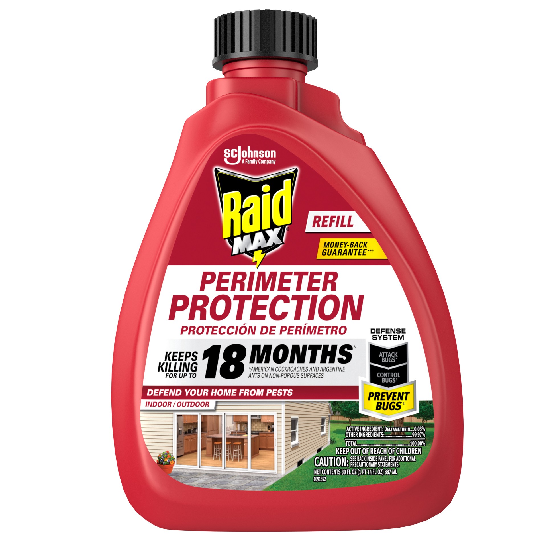 slide 1 of 3, Raid Max Perimeter Protection Insecticide Spray, Indoor & Outdoor Use, 30 fl oz, 30 oz