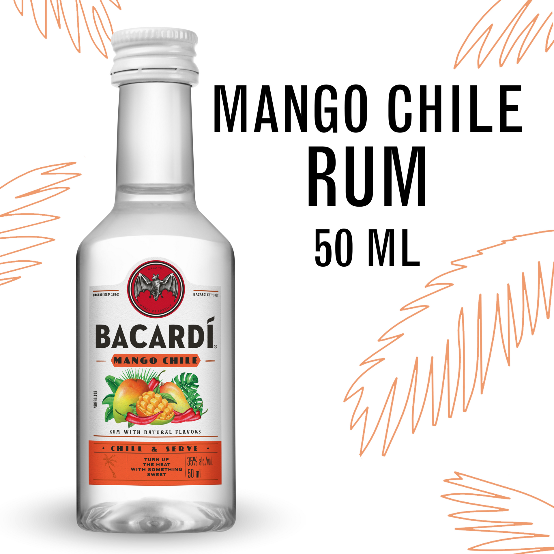 slide 2 of 5, Bacardí Bacardi Mango Chile 35% 5Cl/50Ml, 50 ml