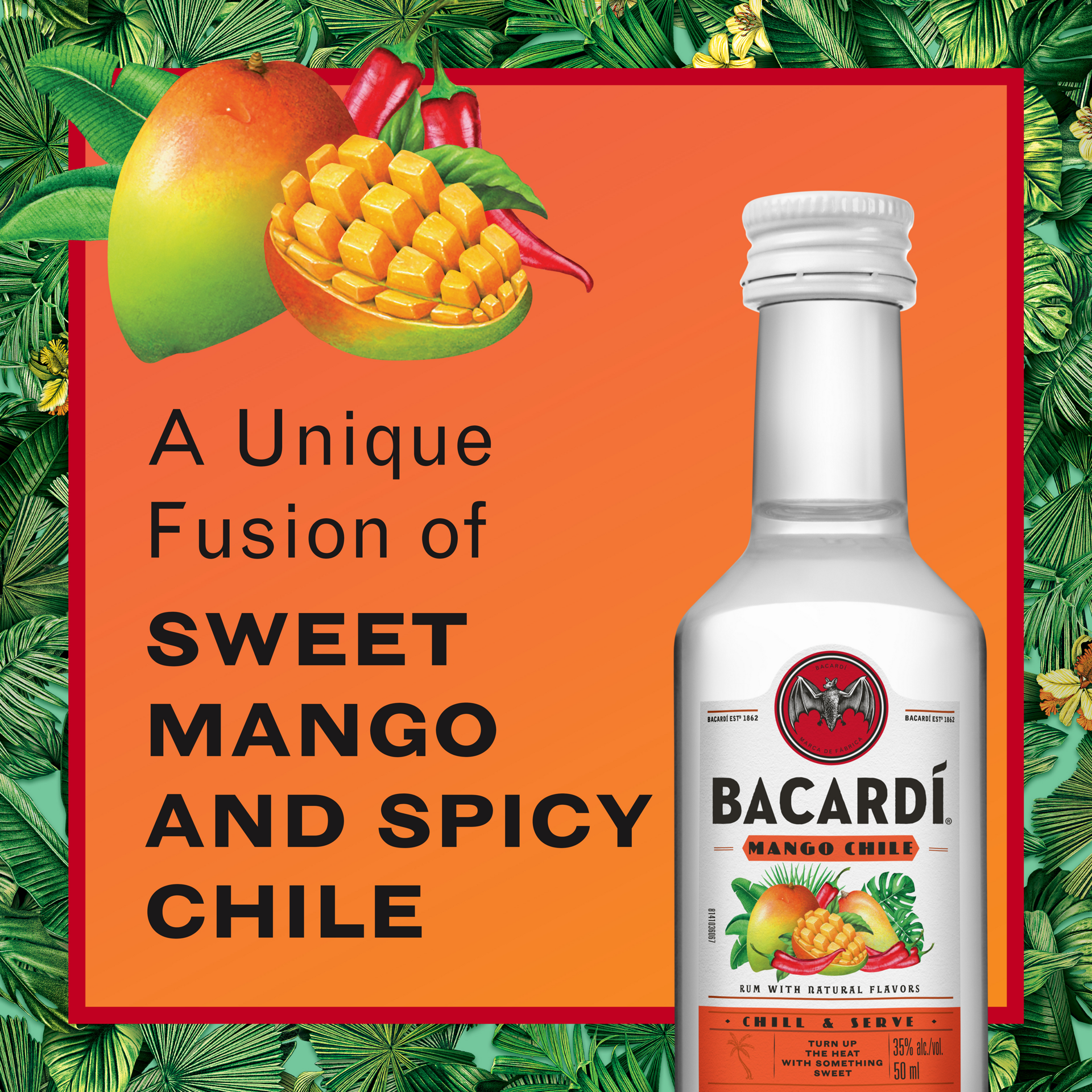 slide 3 of 5, Bacardí Bacardi Mango Chile 35% 5Cl/50Ml, 50 ml