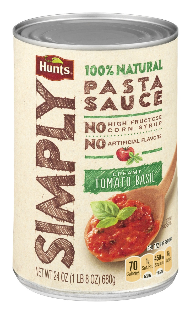 slide 1 of 1, Hunt's Simply Creamy Tomato Basil Pasta Sauce, 24 oz