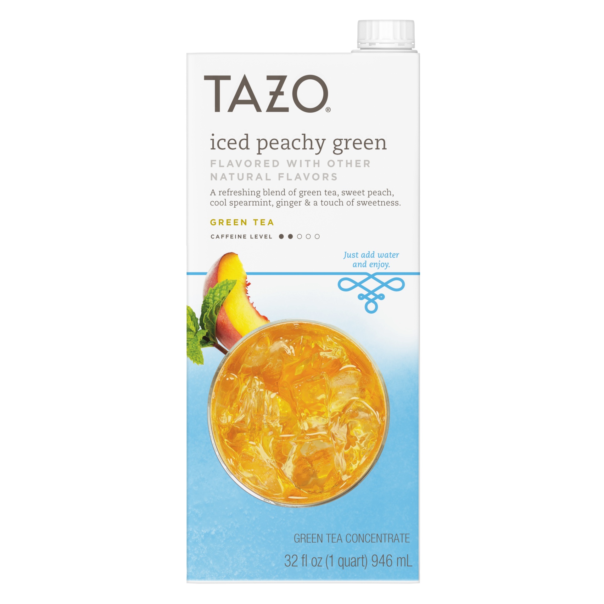 slide 1 of 1, Tazo Iced Peachy Green Tea Concentrate, 32 oz