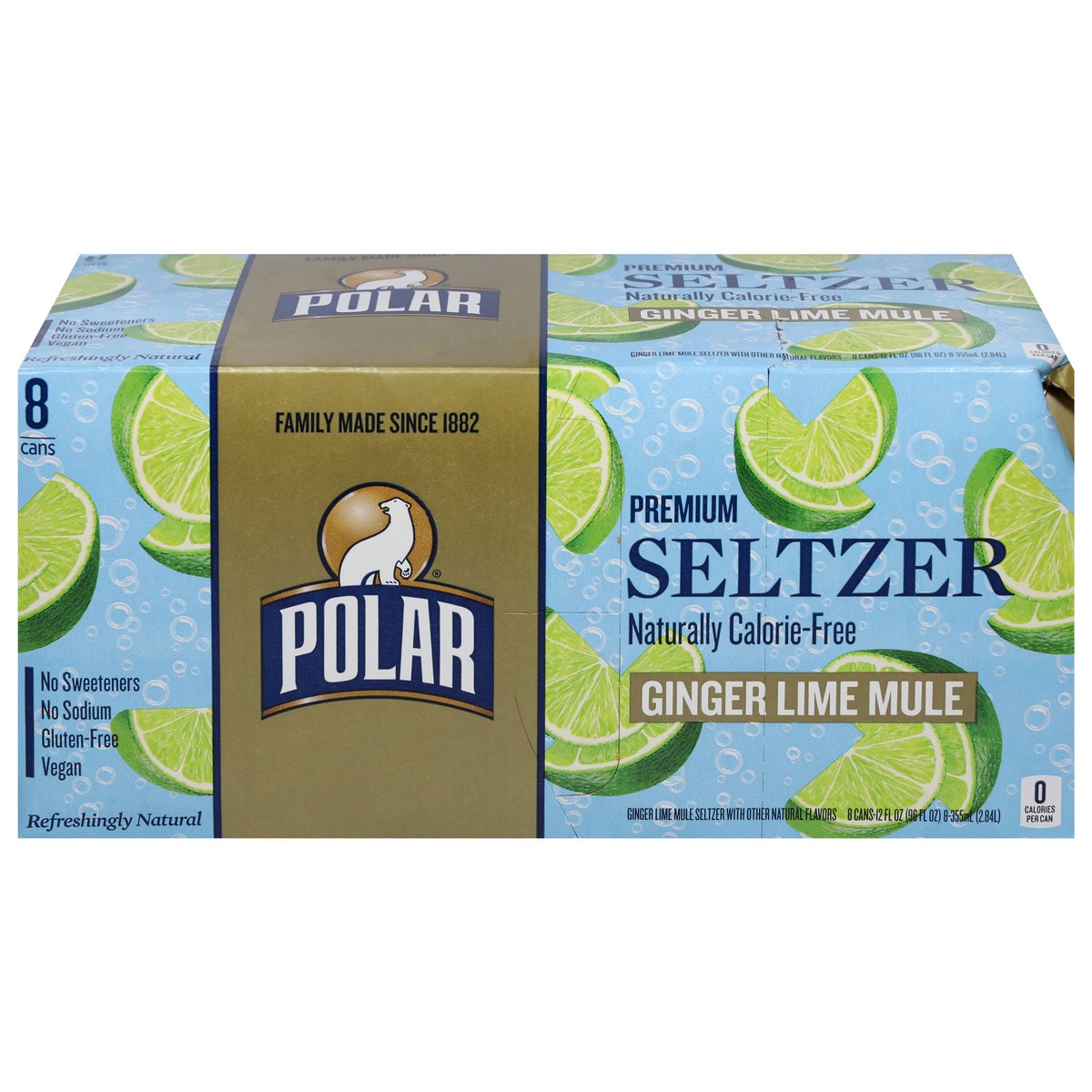 slide 1 of 3, Polar Seltzer Water Ginger Lime Mule, 12 fl oz cans, 8 pack, 8 ct