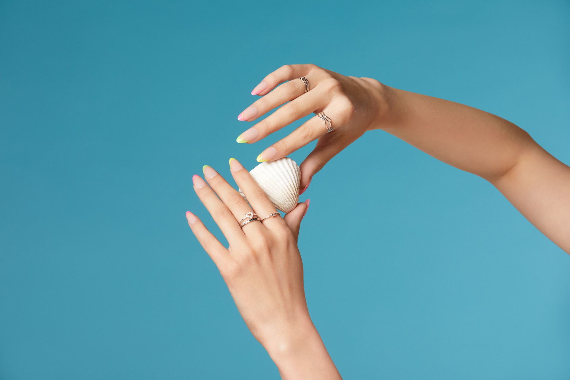 slide 4 of 5, KISS Voguish Fantasy Medium Almond Press-On Nails, Summertime, Multicolored Neon,31 Ct., 1 ct