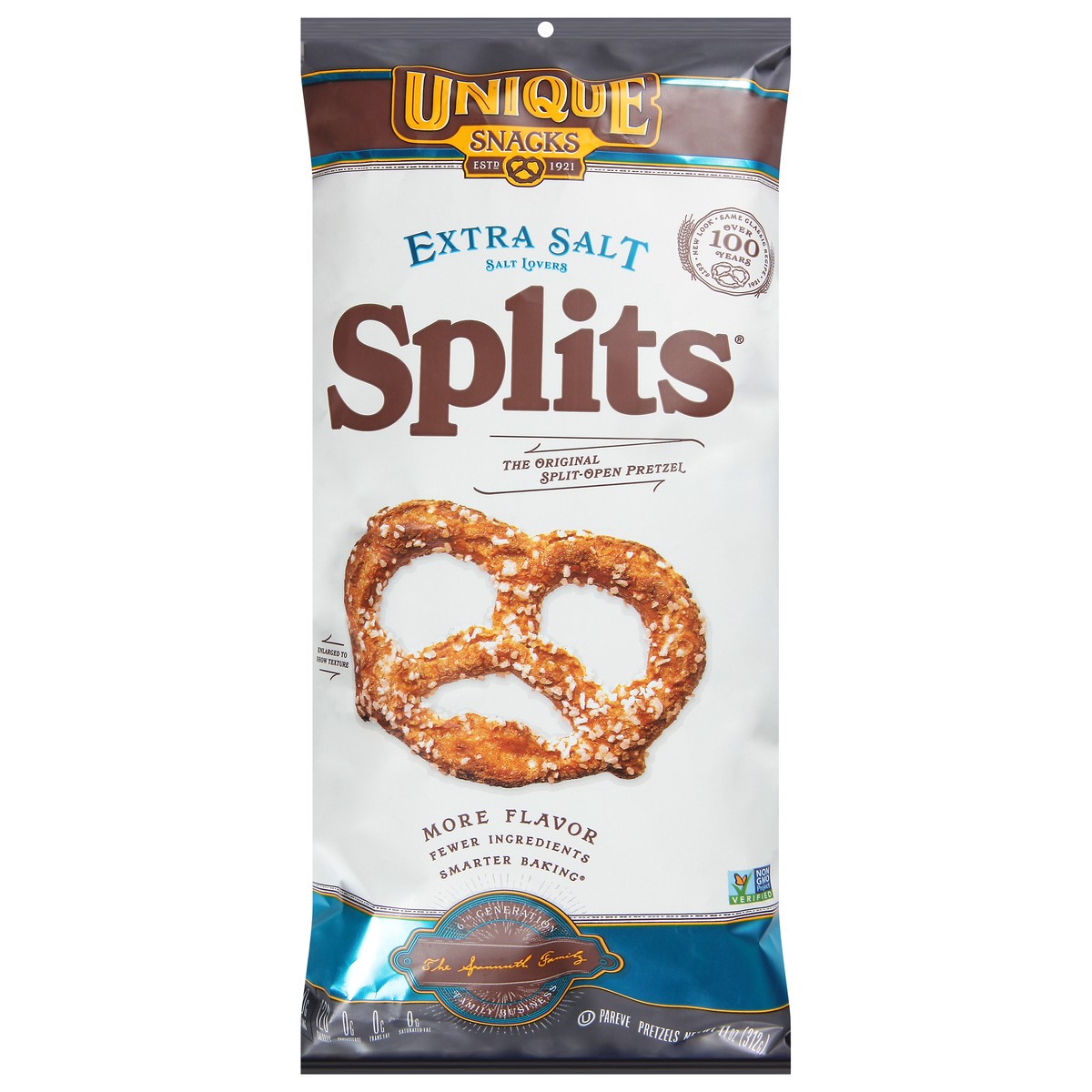 slide 1 of 9, Unique Snacks Splits Extra Salt Pretzels 11 oz, 11 oz