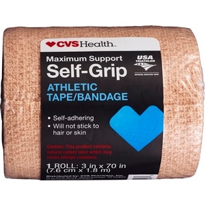 slide 1 of 1, CVS Health Maximum Support Self Grip Athletic Bandage, 3in. X 70in., Beige, 1 ct