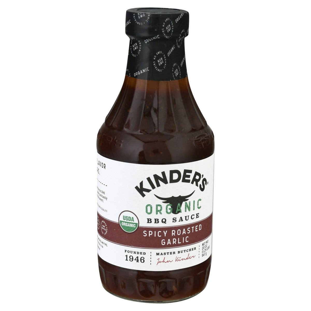 slide 8 of 13, Kinder's Organic Spicy Roasted Garlic BBQ Sauce 20 oz, 19.5 oz