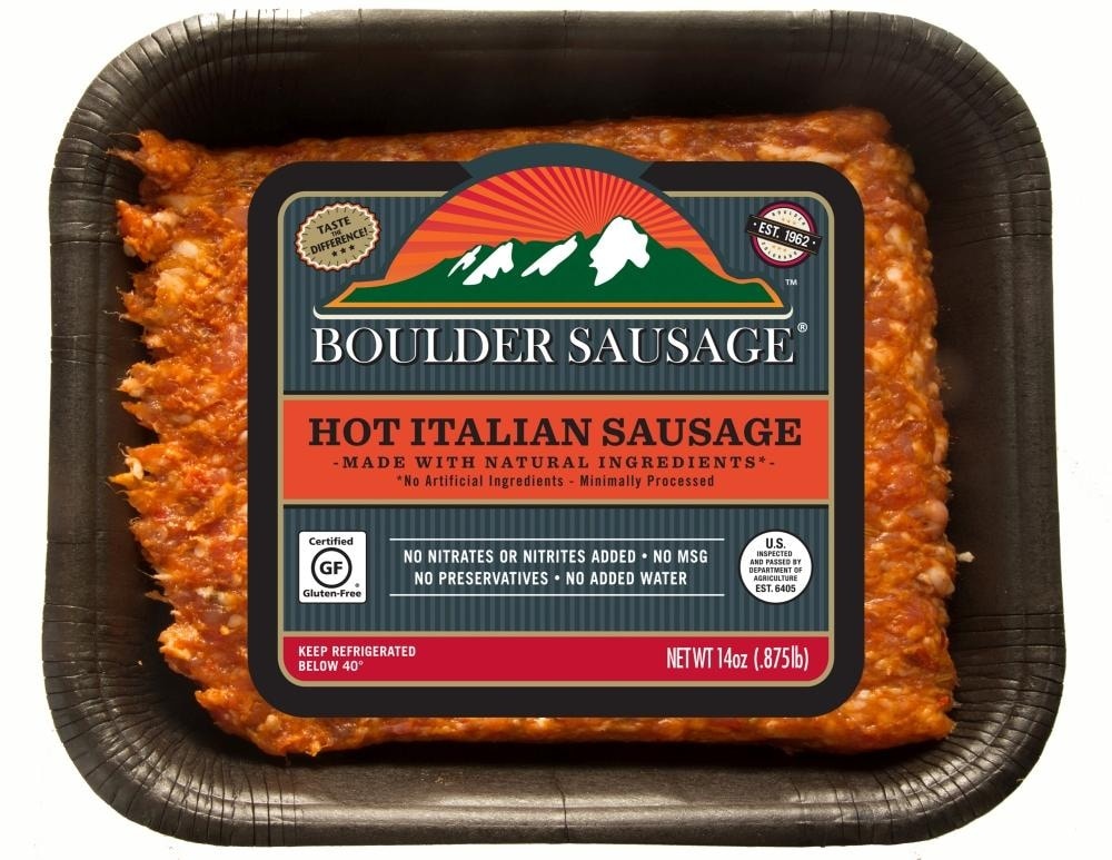 slide 1 of 1, Boulder Sausage Hot Italian Sausage, 14 oz