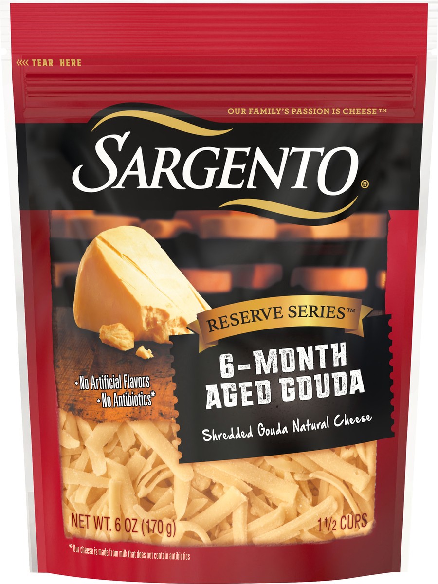 slide 8 of 9, Sargento® Reserve Series™ Shredded 6-Month Aged Gouda Natural Cheese Package, 6 oz