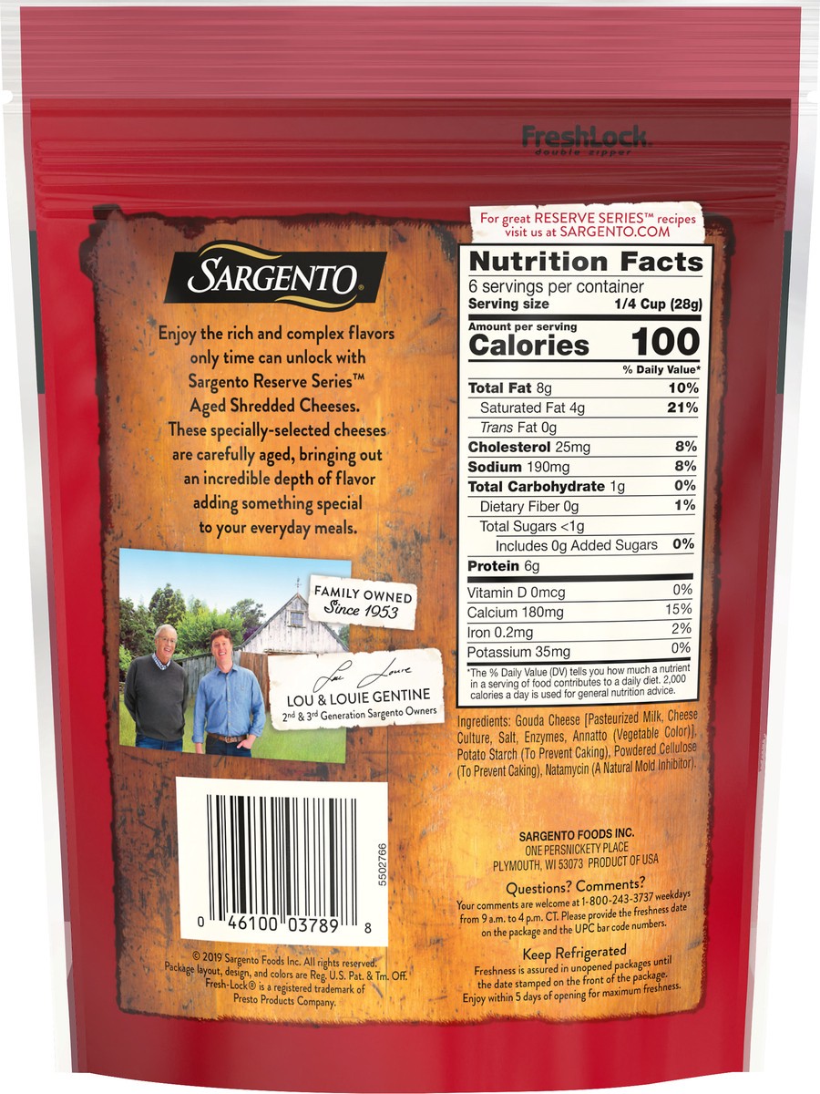 slide 9 of 9, Sargento® Reserve Series™ Shredded 6-Month Aged Gouda Natural Cheese Package, 6 oz