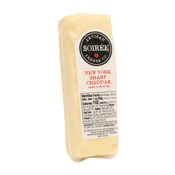 slide 1 of 1, Hy-Vee Artisan Soiree New York Sharp Cheddar, per lb