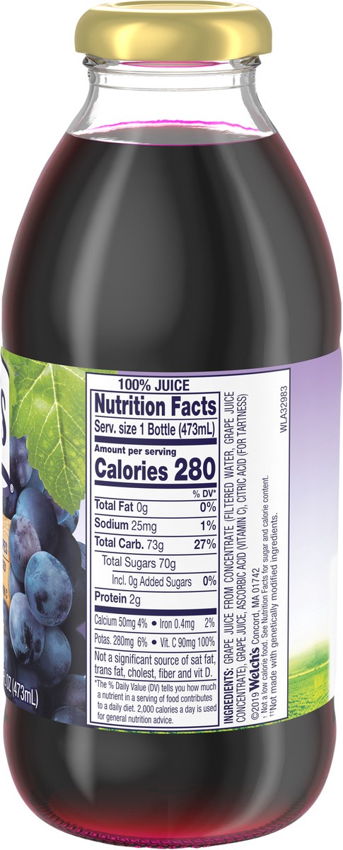 slide 4 of 5, Welch's 100% Grape Juice, Concord Grape, 16 Fl Oz On-the-Go Bottle, 16 fl oz