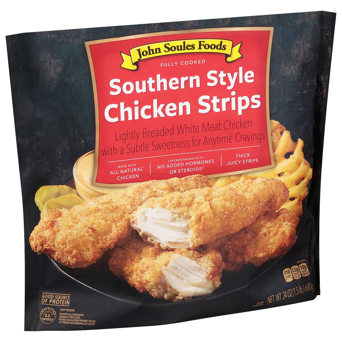 slide 4 of 9, John Soules Foods Southern style Chicken Strips 24 oz, 24 oz