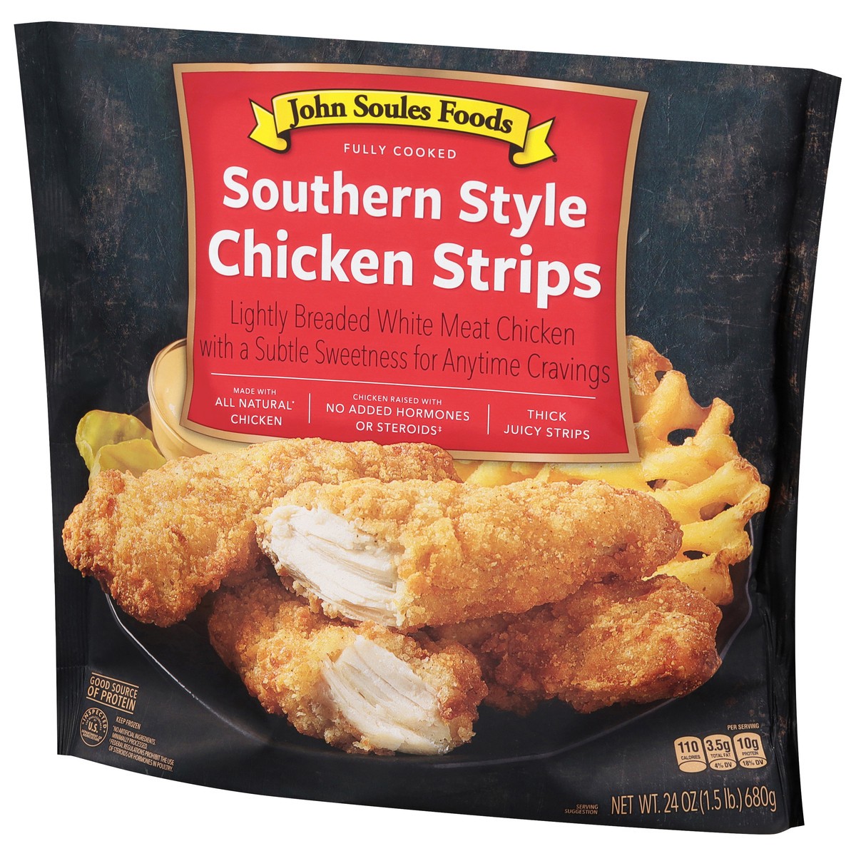 slide 3 of 9, John Soules Foods Southern style Chicken Strips 24 oz, 24 oz