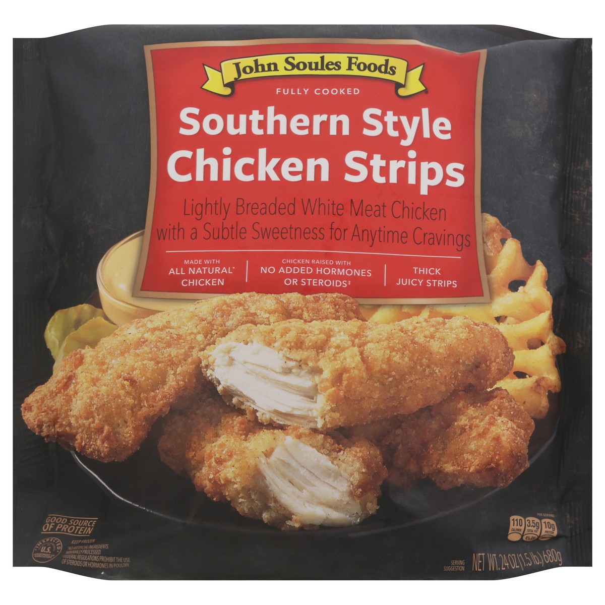 slide 1 of 9, John Soules Foods Southern style Chicken Strips 24 oz, 24 oz