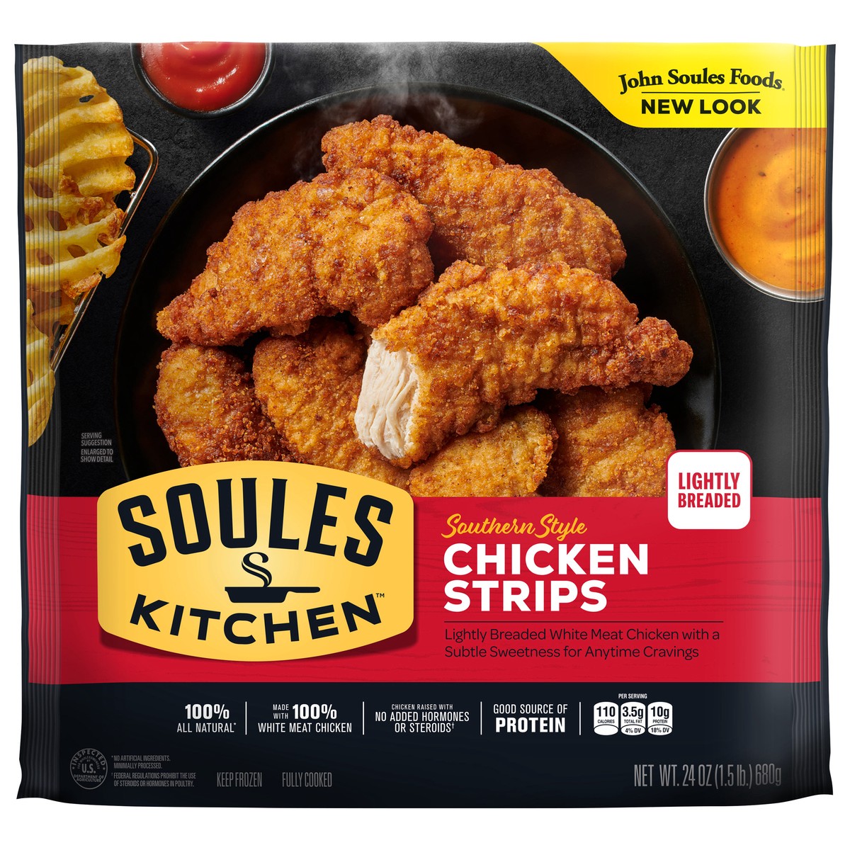 slide 1 of 9, Soules Kitchen John Soules Foods Southern Style Chicken Strips, 24 oz, Frozen, 24 oz