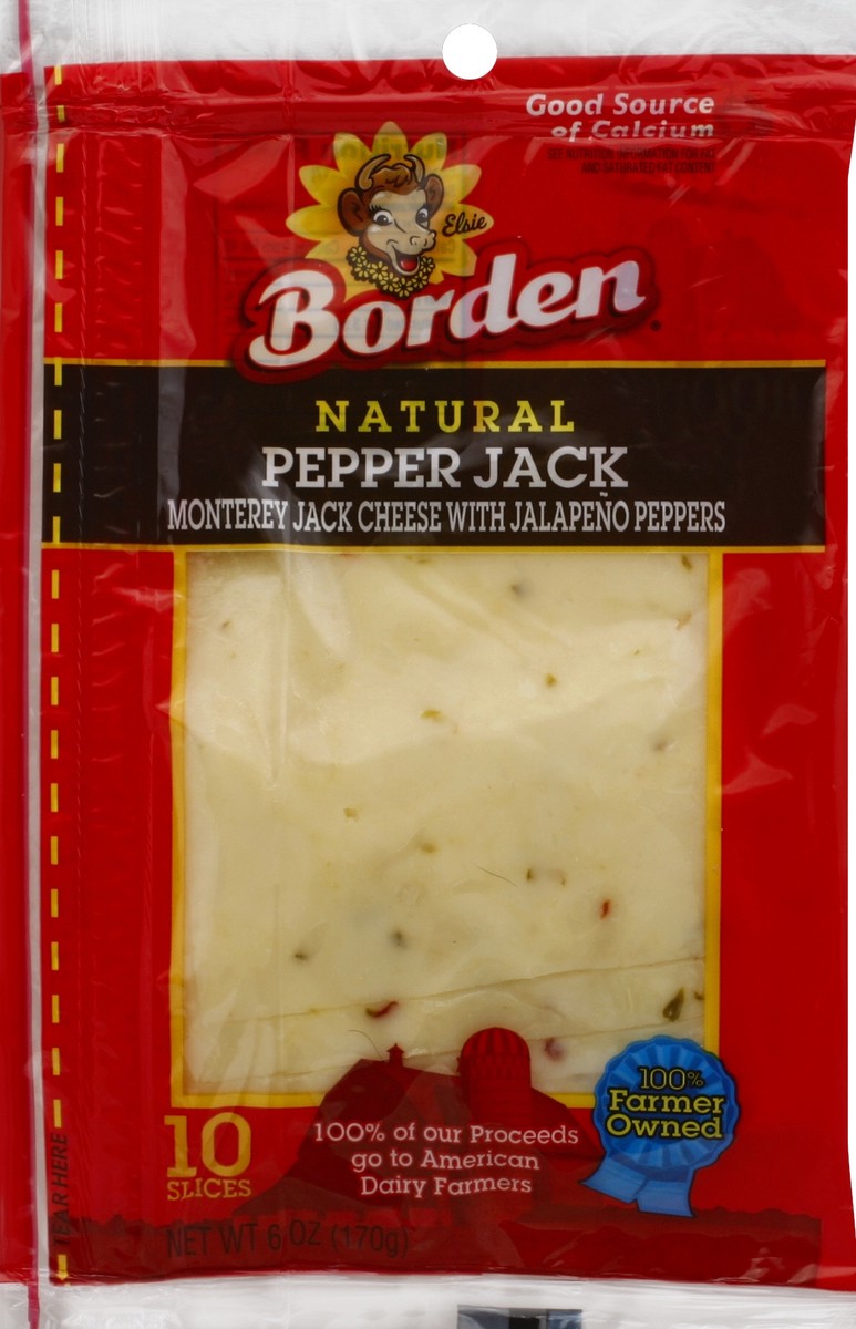 slide 1 of 3, Borden Natural Pepper Jack Slice, 6 oz