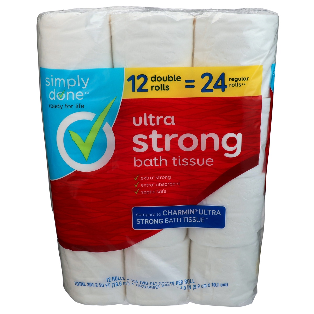 slide 1 of 1, Simply Done Ultra Strong Double Roll Bath Tissue, 12 ct