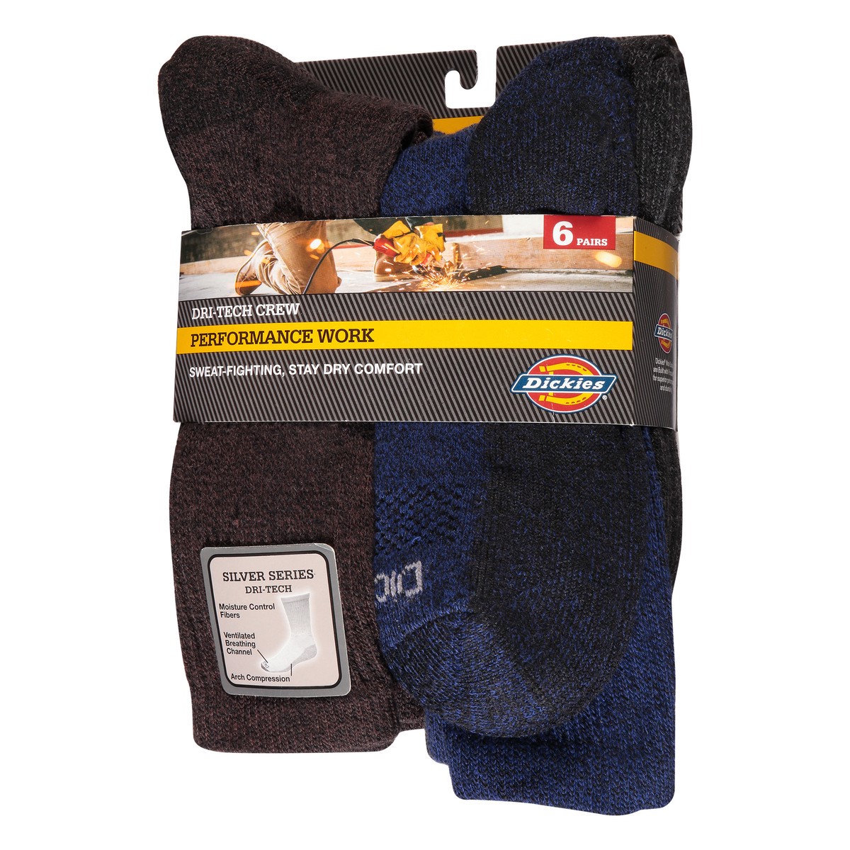 slide 7 of 9, Dickies Dri Tech Moisture Control Crew Sock, 6 ct