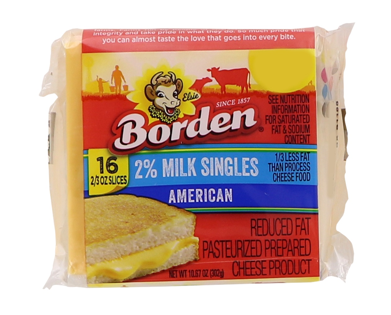 slide 1 of 1, Borden 2% American Milk Cheese Singles, 10.67 oz