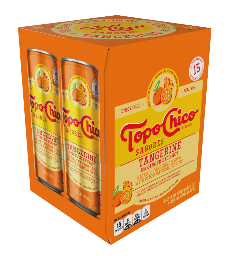 slide 1 of 1, Topo Chico Sabores Tangerine with Ginger Sparkling Mineral Water 12 oz Cans, 4 ct