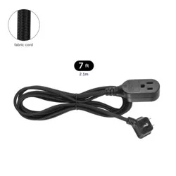 Globe 2 Grounded Outlet 7ft Fabric Ext Cord Black