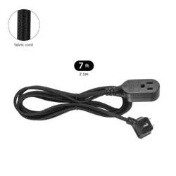Globe 2 Grounded Outlet 7ft Fabric Ext Cord Black