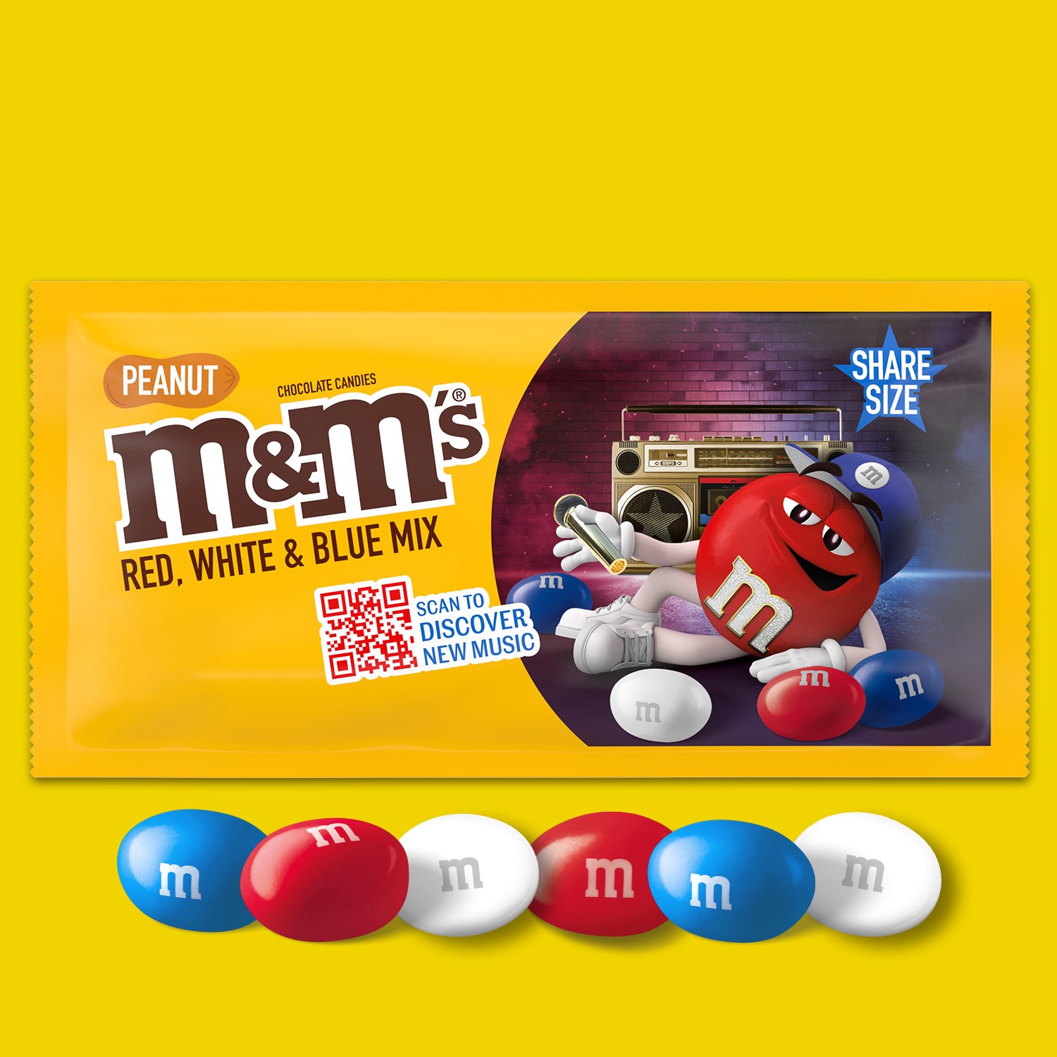 slide 8 of 8, M&M's Peanut Summer Chocolate Red, White & Blue Candy, Share Size, 3.27 oz Bag, 3.27 oz