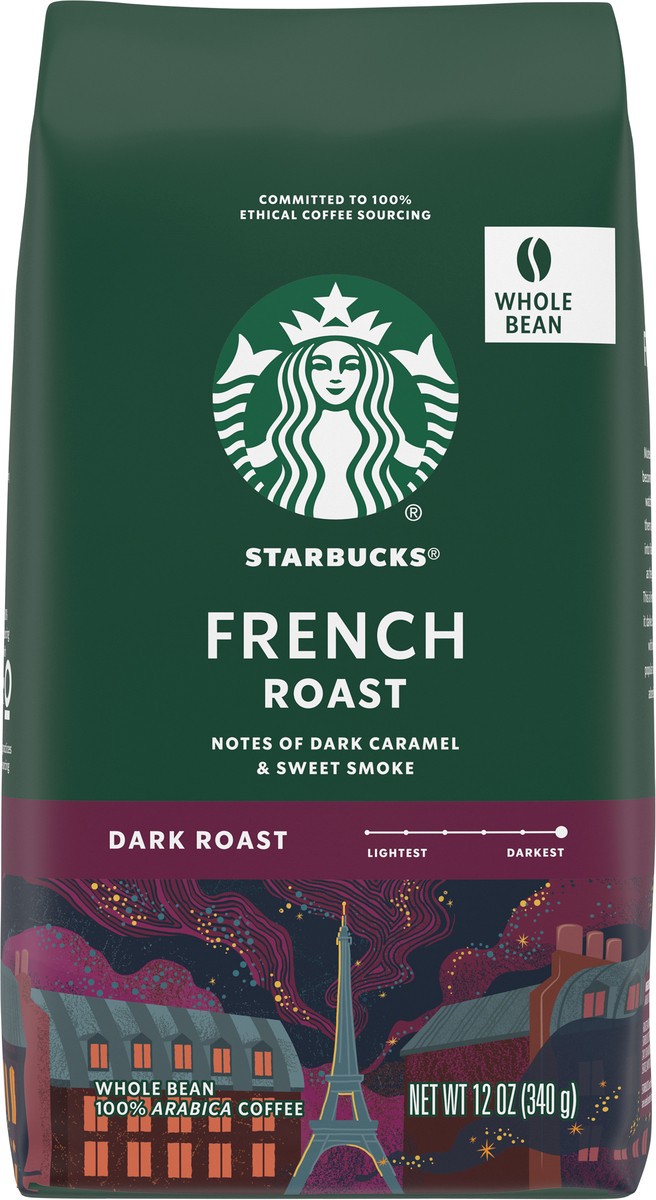 slide 6 of 9, Starbucks Whole Bean Coffee, Dark Roast Coffee, French Roast, 100% Arabica, 1 bag (12 oz), 12 oz