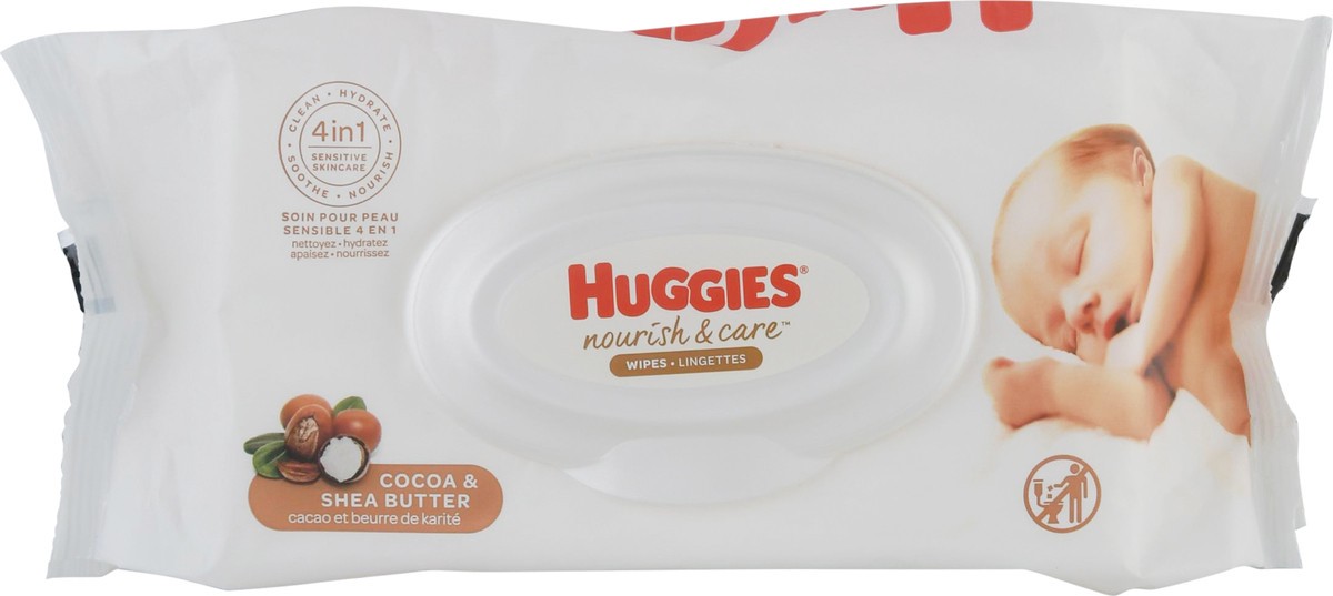 slide 2 of 10, Huggies Nourish & Care 4 In 1 Sensitive Skin Care Cocoa & Shea Butter Wipes 56 ea, 56 ct