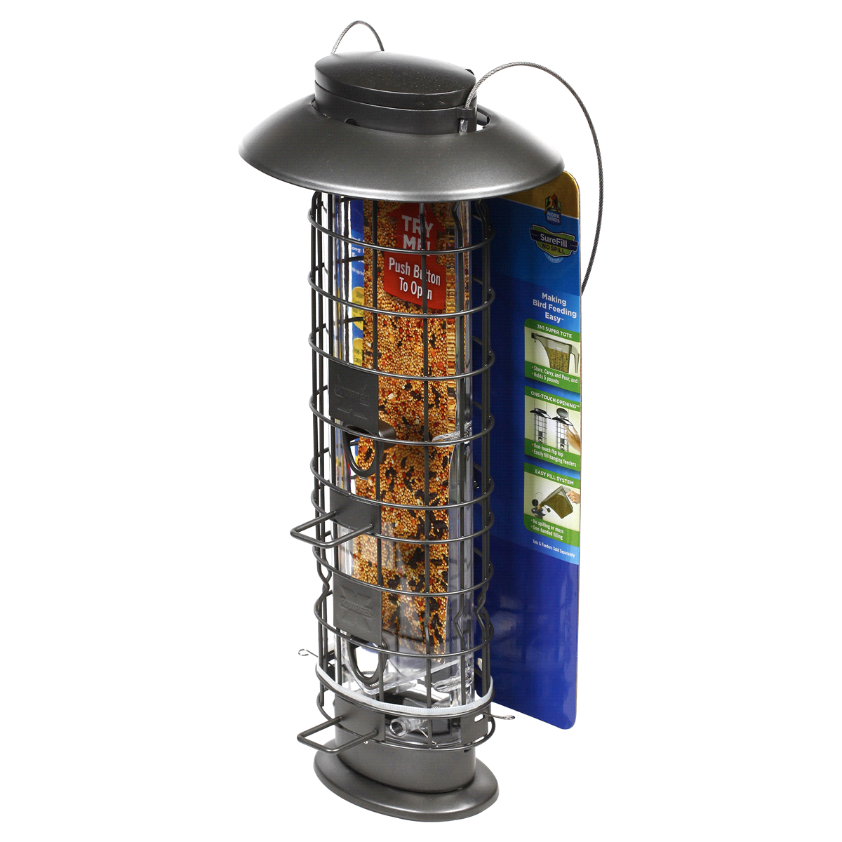 slide 2 of 3, Squirrel-X Squirrel Proof Bird Feeder - Gunmetal, 1.5 lb