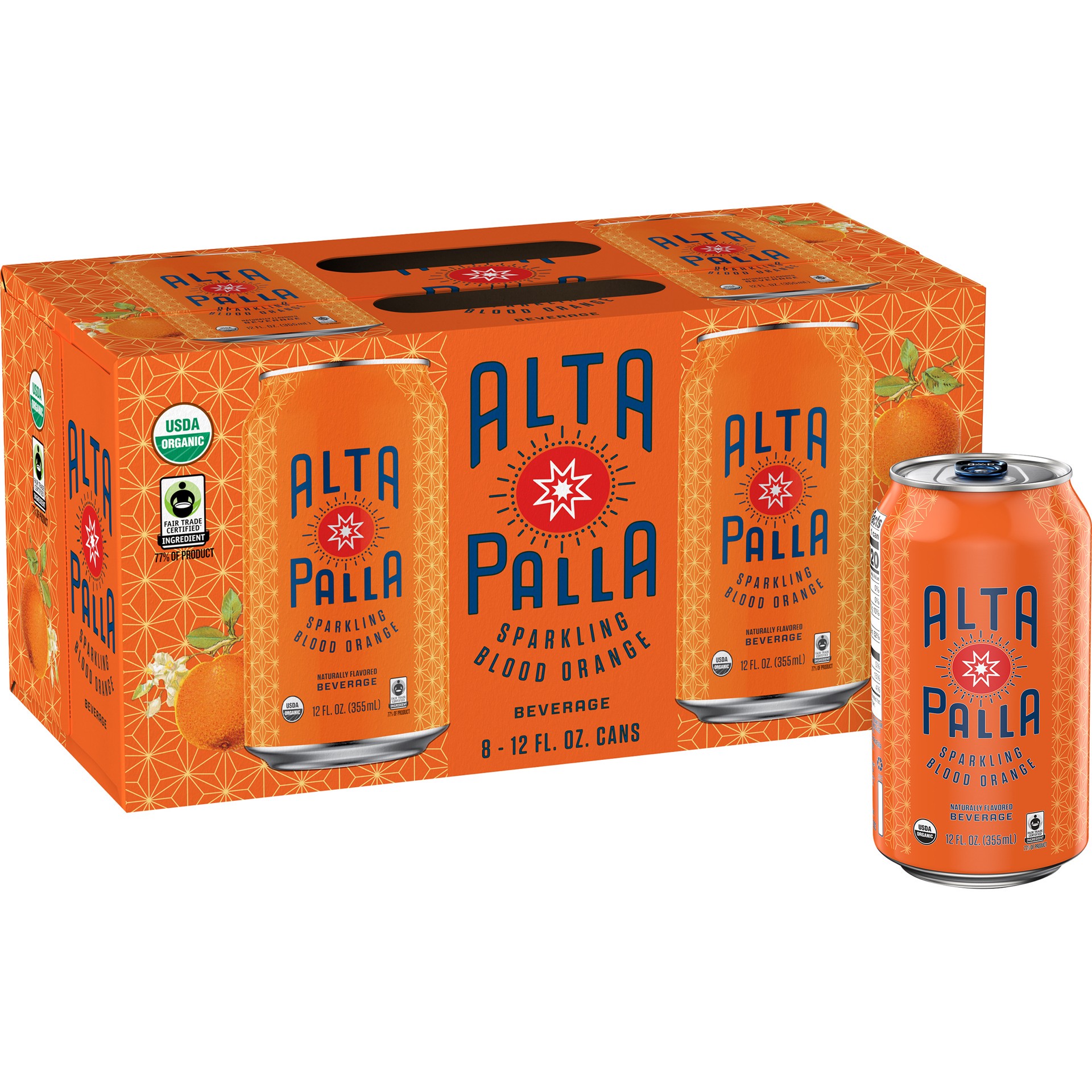 slide 3 of 3, Alta Palla Certified Organic Fair Trade Sparkling Fruit Juice Beverage, Blood Orange- 8 ct, 8 ct