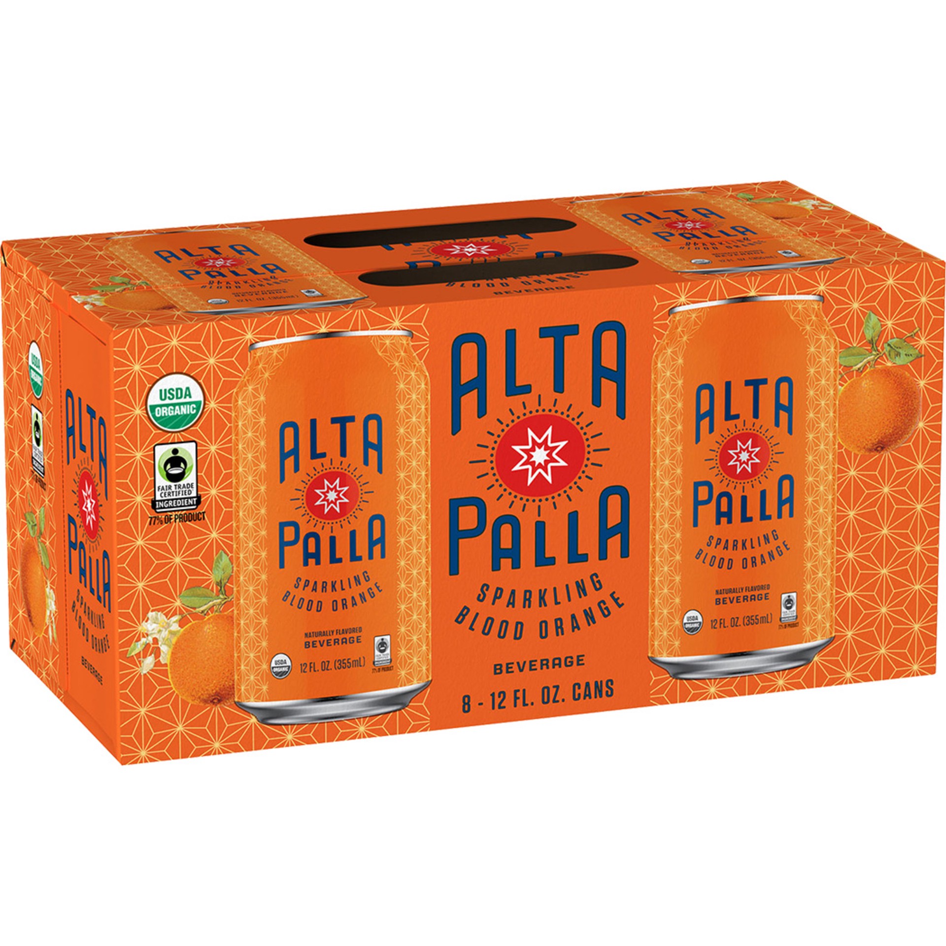 slide 1 of 3, Alta Palla Certified Organic Fair Trade Sparkling Fruit Juice Beverage, Blood Orange- 8 ct, 8 ct